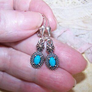 Vintage Carolyn Pollack RELIOS Sterling Silver Turquoise Dangle Earrings